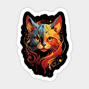 Fiery Cat Head Sticker